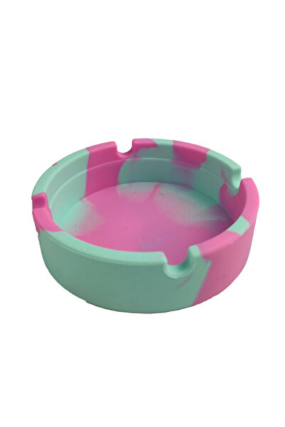 Choice منفضة سجائر دائرية ملونة من السيليكون باللون الوردي والأزرق صديقة للبي...