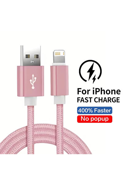 Choice كابل USB للشحن السريع باللون الوردي بطول 1 متر لهاتف iPhone 14 13 12 11 Pro Max XS XR X 8 7 6S 6 Plus SE Rapid Charge