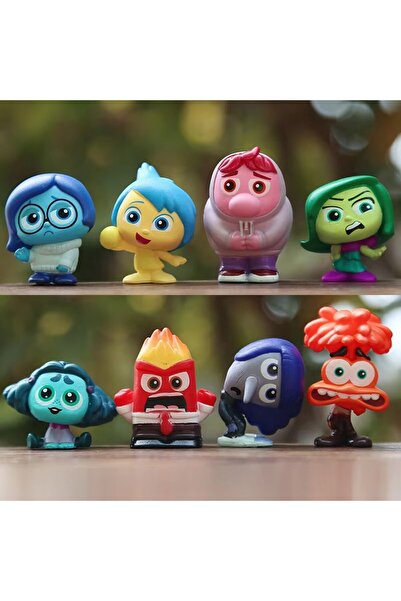 Miniso Fluorescence Yellow 9pcs/Set Inside Out 2 Action Figure Toy Cartoon Movie Joy Anxiety Anger Sadness