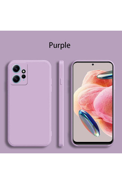 Choice جراب سيليكون سائل مربع الشكل باللون البنفسجي لهاتف Redmi Note 12 4G