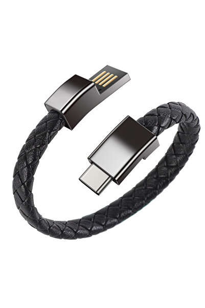 Choice كابل شحن USB صغير الحجم من الجلد المحمول للاستخدام الخارجي بطول 22.5 س...