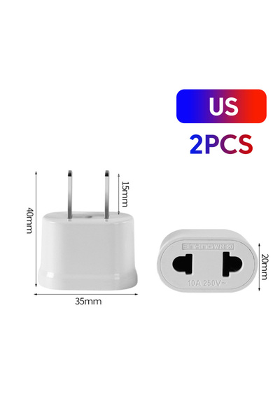 Choice محول قابس الطاقة العالمي من قطعتين أبيض أمريكي إلى قابس الاتحاد الأورو...