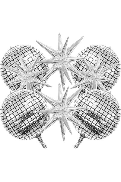 Choice مجموعة أخرى من 8 قطع من البالونات الفضية على شكل نجمة ديسكو متفجرة من ...