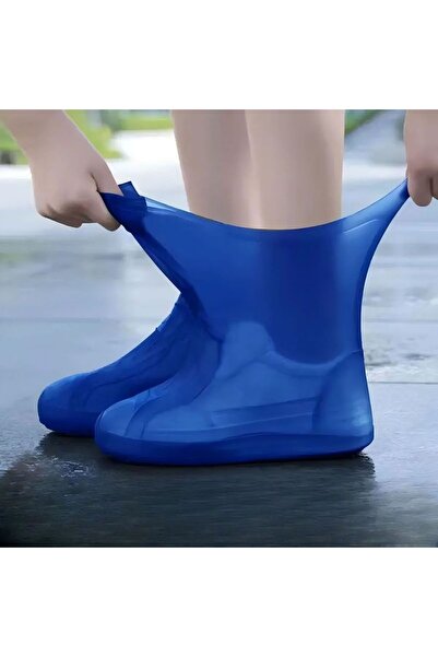 Choice L blue 1 Pair Latex WaterProof Shoe Covers Lip-resistant Rubber Rain B...