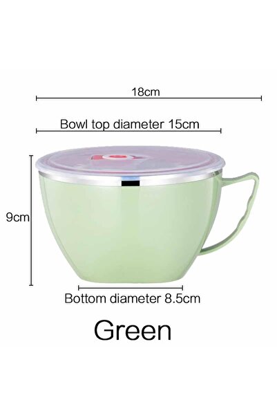 Choice green Portable Stainless Steel with Lid Instant Noodle Bowl Double Ins...