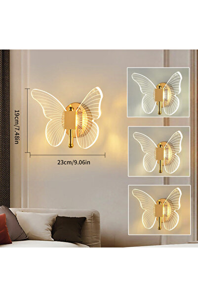 Choice مصباح حائط على شكل فراشة ذهبية بثلاثة ألوان، إضاءة للممر، تصميم عصري بسيط، إبداعي فاخر