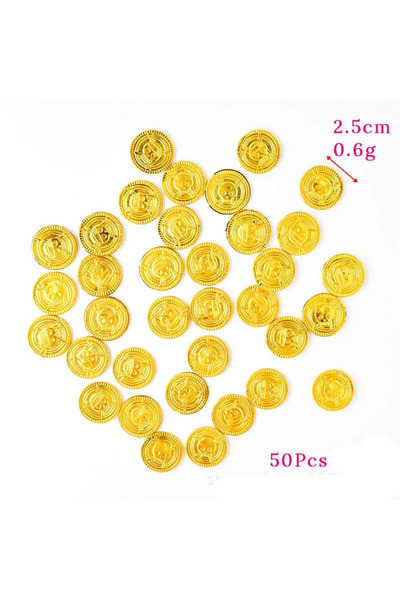 Choice 50 قطعة من عملات القراصنة الذهبية، عملات الكنز المزيفة البلاستيكية، دعائم ديكور الهالوين، حفلات أعياد ميلاد الأطفال