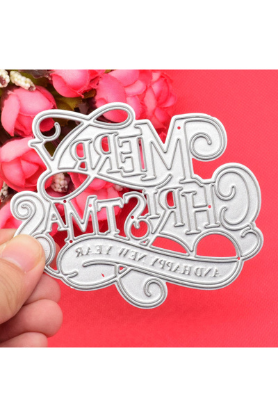 Choice Merry Christmas Happy New Year Cutting Dies for DIY Scrapbooking Xmas ...