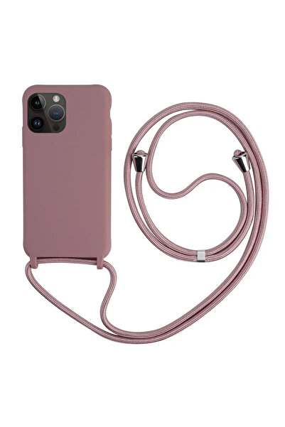 Choice iphone 14 Sand Pink Crossbody Strap Lanyard Silicone Phone Case For iP...