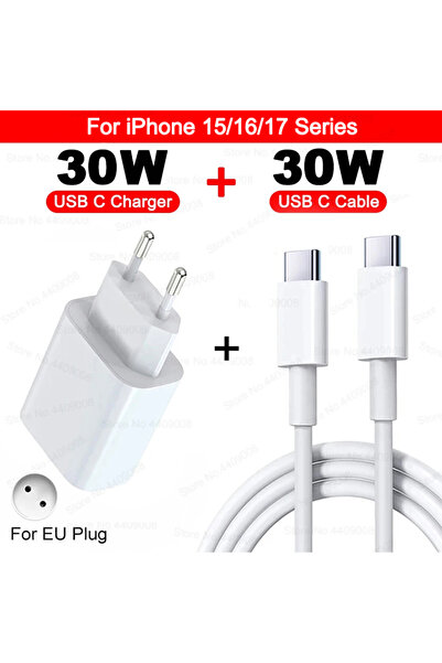 Choice EU 2IN1 TypeC to C For 30W Charger USB Type C Fast Charger For iPhone ...
