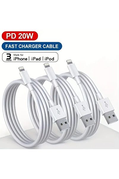 Choice 1 متر 3 قطع أبيض 1 قطعة 3 قطع كابل شحن سريع Lightning TPE معتمد من MFi...