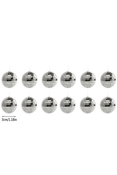 Choice 12 قطعة 3 سم 6/12 قطعة كرة ديسكو صغيرة بمرآة ضوء المسرح كرة زجاجية فضي...