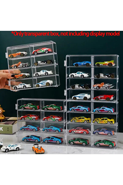 Choice Transparent 4pc Acrylic Car Display Box 1:64 For Hot Wheels Car Model Toy 8 Grid Cabinet Rack Dustpr
