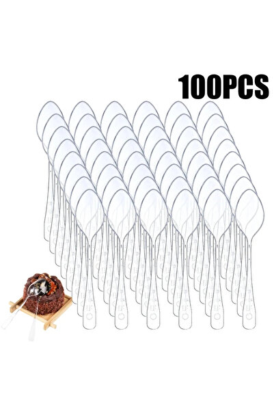 Choice4 100PCS Clear Mini Spo for Desserts Small Plastic Tasting Spoon Dispos...