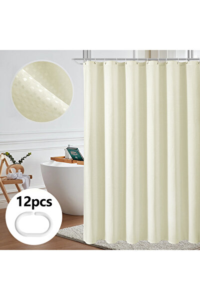 Choice ستارة دش بيج مقاس 120×180 سم، مقاومة للماء والعفن، مع 12 خطافًا، بتصمي...