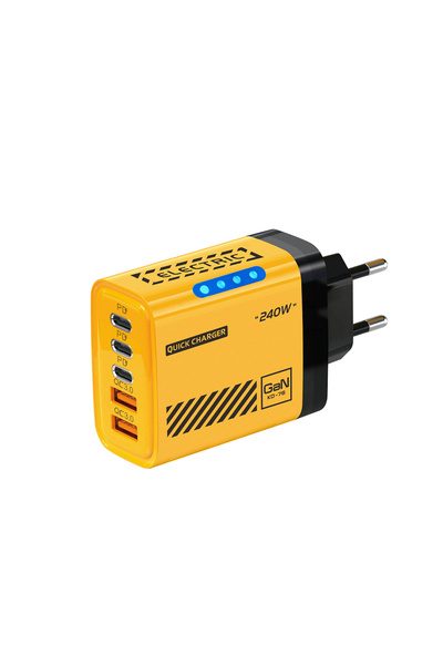Choice KO-76 Yellow EU 5 Ports Fast Charger Type C Quick Charge 3.0 USB C Wal...