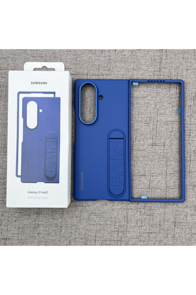 Samsung جراب هاتف فاخر قابل للطي باللون الأزرق لهاتف Galaxy Z Fold 7، قابل للطي 6 أضعاف، غير لامع