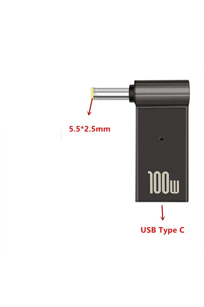 Choice محول شحن سريع USB من النوع C بقدرة 100 وات 5.5-2.5 مم، موصل شاحن كمبيو...