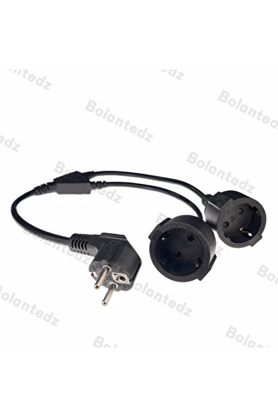 Choice 2AC 0.5M black EU European Power Extension Cord with 2 3 AC Schuko Socket 250 V/16A Supply Electric