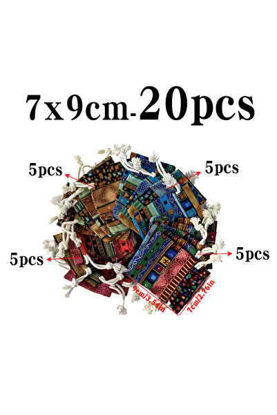 Choice 7x9 سم - 20 قطعة 20 قطعة حقيبة برباط بنمط مصري ملون - حقيبة تخزين هداي...