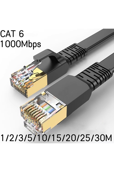 Choice7 كابل إيثرنت أسود بطول 1 متر، من نوع CAT6 RJ45، كابل شبكة مسطح من نوع ...