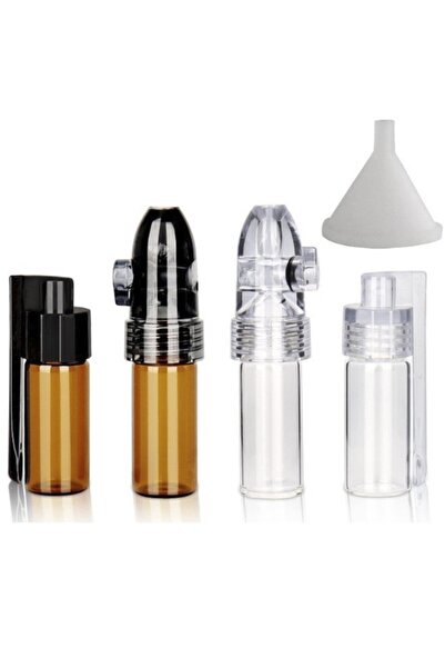 Choice 51mm-68mm 4pcs Glass Powder Dispenser Pill Box with Funnel Spice Powder Dispenser Travel Portable St