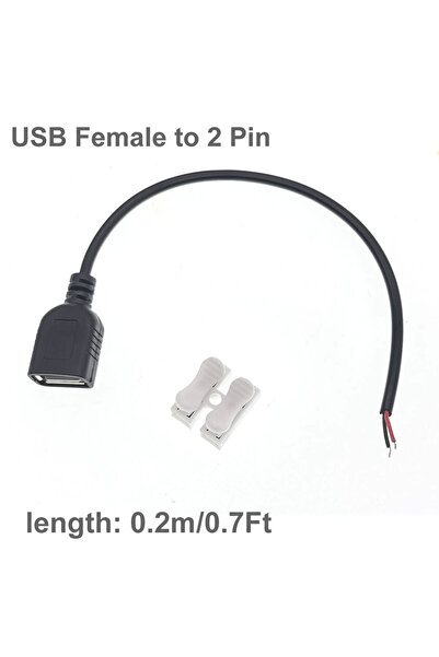 Choice كابل طاقة USB أنثى بطول 0.2 متر، قطعة واحدة، كابل طاقة USB ثنائي السنو...