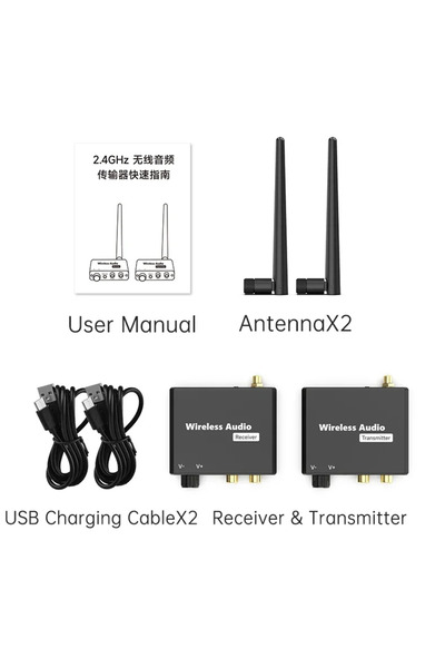 Vikefon جهاز إرسال واستقبال صوتي لاسلكي رقمي RX وTX 50M 2.4G مع محول صوت لاسلكي بمنفذ 3.5 مم