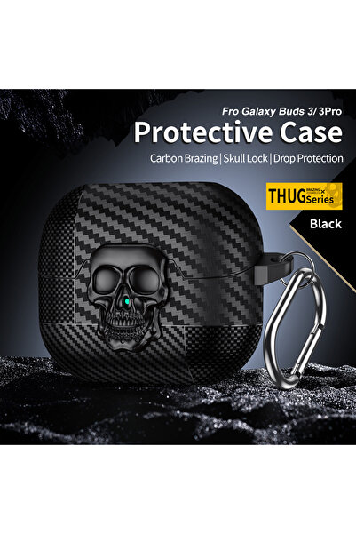 Choice جراب حماية جديد لسماعات Galaxy Buds3 Pro باللون الأسود، مزود بمشبك قفل...