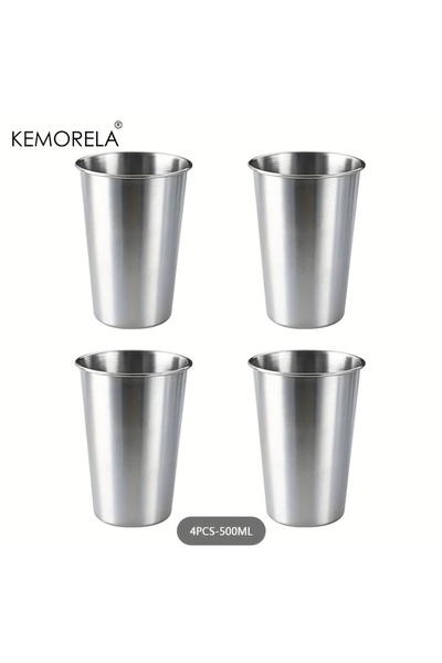 Choice 301-500 مل 4 قطع - 500 مل KEMORELA 4 قطع أكواب من الفولاذ المقاوم للصد...