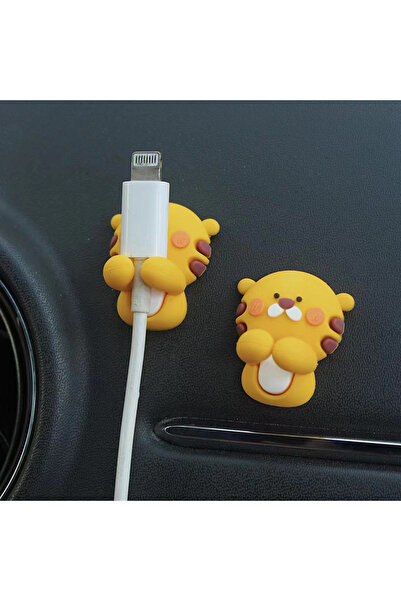 Choice Orange 2Pcs Creative Cartoon Strong Backing Adhesive Mobile Phone Data Organizer Charging Headphone