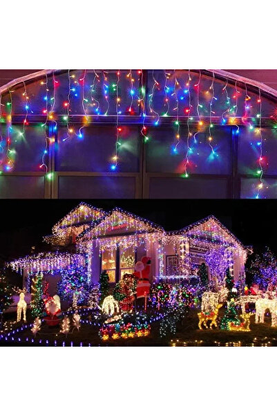 Choice ستارة LED متعددة الألوان لعيد الميلاد بمقبس الاتحاد الأوروبي 220 فولت، أضواء جليدية على شكل إكليل LED، شلال متدلي