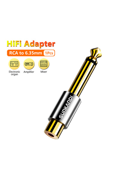 Choice محول صوت SUNKANDI RCA إلى 1/4 بوصة رمادي اللون، موصلات أحادية 6.35 مم ...