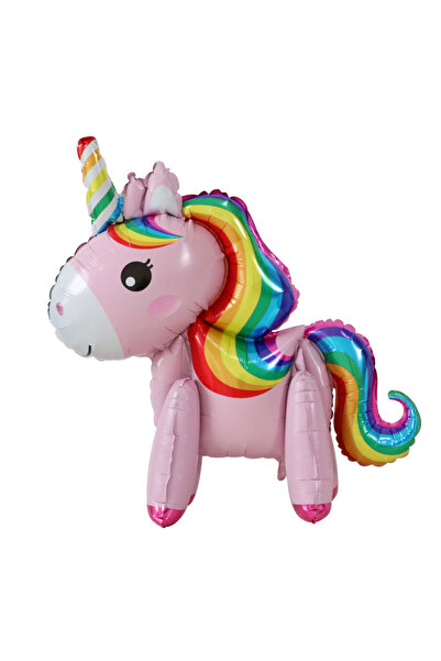 Disney 84x42cm as the picture Cartoon 3D Rainbow Gradient Unicorn Foil Balloons Kids Girl's Birthday Party