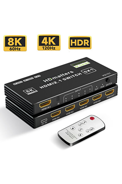 Choice 4 × 1 8K 60Hz HDMI 2.1 مفتاح HDMI 2.1 4K 120Hz 4K 60Hz HDMI 2.0 صندوق مفتاح HDMI 5/4/3 منافذ مع