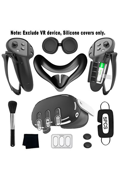 Choice For Quest3-BLK VR Accessories For Oculus/Meta Quest 3/3s/2 Silicone 9 in 1 Cover Kit, Headset Shell,