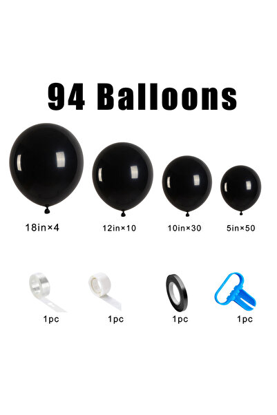 Choice مجموعة أخرى من 94 قطعة من البالونات اللاتكس السوداء مناسبة لحفلات أعيا...