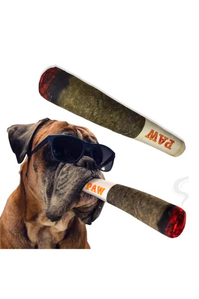 Choice ألعاب كلاب تفاعلية مضحكة باللون الأخضر - تصميم سيجار قطيفة تصدر صريرًا...