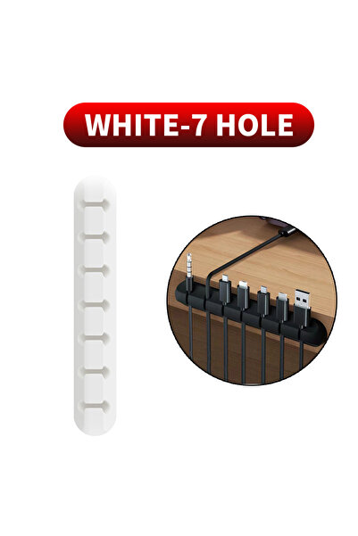Choice White 7 Channel Cable Cord Wire Organizer Silicone USB Cable Winder Management Clips Self Adhesive f