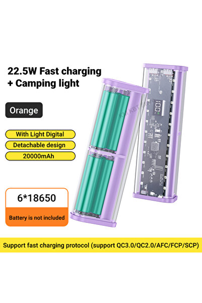 Choice1 علبة شحن بطاريات شفافة من كيبيدومي، بنفسجي اللون، بقدرة 22.5 واط، قاب...