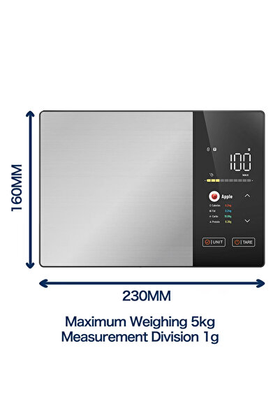 Choice 5Kg Stainless Steel Smart Kitchen Scale Stainless Steel Food Calorie Protein Fat Carbs Nutritional C