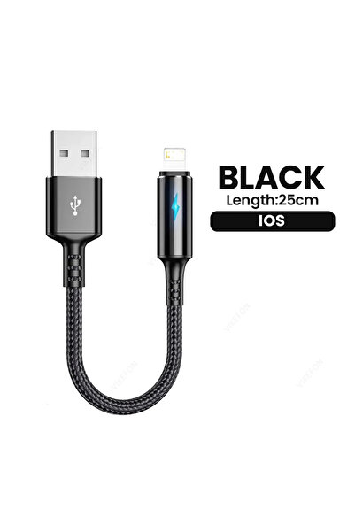 Vikefon كابل 25 سم لنظام iOS كابل Micro USB Lightning 3A كابل بيانات USB Type...