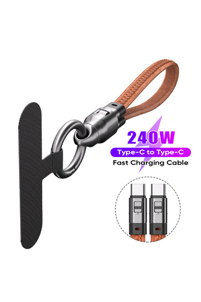 Choice كابل شحن سريع للهواتف المحمولة بني 240 وات من النوع C إلى سلسلة مفاتيح...