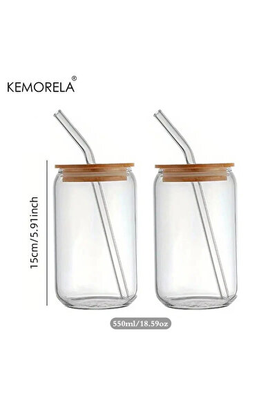 Choice 401-600ml 550ML 2PCS 18.6oz 540ML Drinking Glasses Can Shaped Glass Cups with Bamboo Lids and Glass