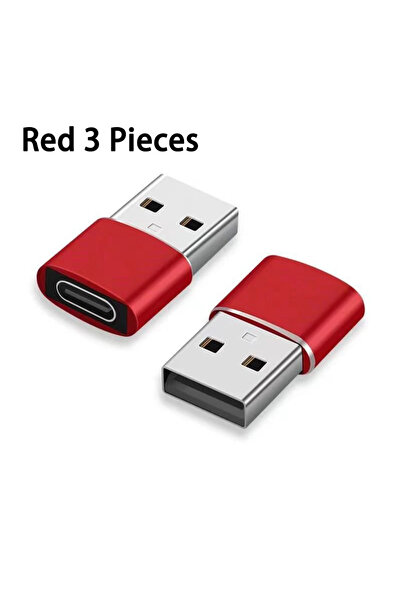 Choice Red 3 Pieces 3pieces USB C to USB a Type C adapter Charger power adapter for iPhone AirPods iPad Air