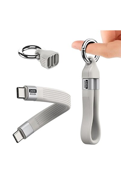 Choice 0.13m WHITE USB4.0 USB-C to Type-C 240W 40Gbps Cable Keychain PD3.1 5A 8K@60Hz Data Cord For TV Lapt