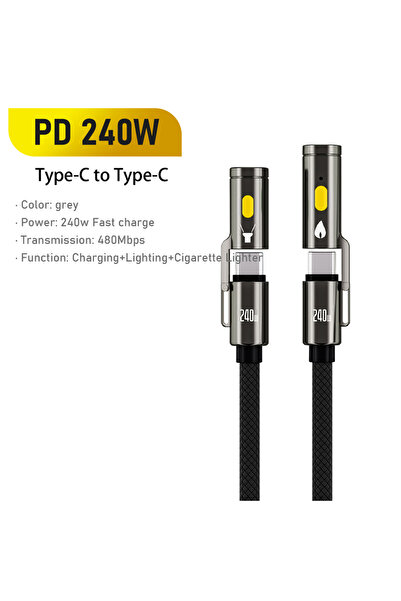 Choice كابل شحن سريع TUTI 240 واط من النوع C عالي التحمل مضفر من النايلون مع ...