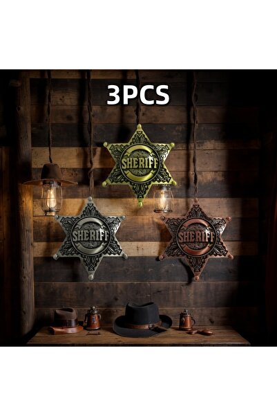 Choice شارة شريف معدنية كلاسيكية غربية مكونة من 3 قطع، قطعة واحدة | لمسة نهائ...