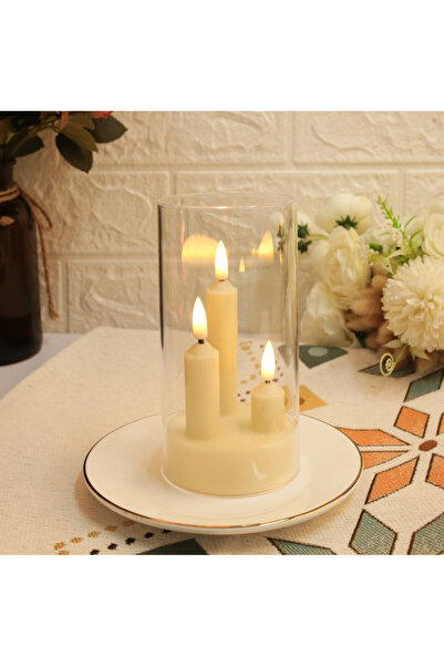 Choice 1 قطعة من الشموع المخروطية الشفافة بدون لهب 3 في 1 LED مع عاكس ضوء 15 ...