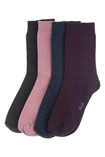 MYONNA IT & E- COMMERCE Women's Socks, 4 Pairs, Multicolor, 78% Cotton 20% Nylon 2% Elastane